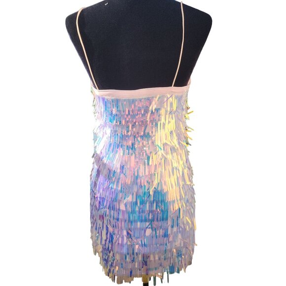 Holiday Beaded Fringes Luxury Designer Runway Cocktail Evening Party Prom Dress - Picture 3 of 16